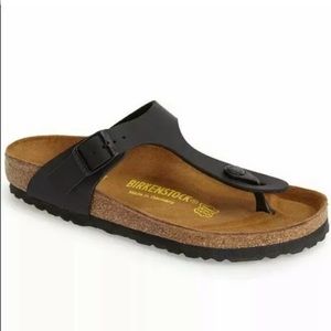 Size 8 / 39 Birkenstock Gizeh Black Faux Sandals